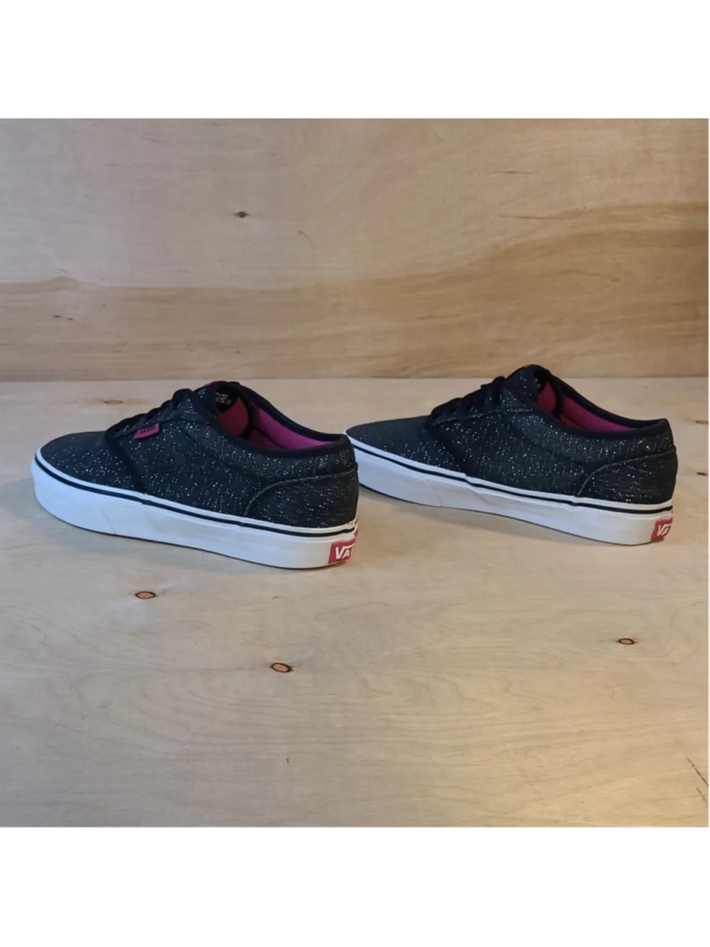 Vans Atwood Tinsel Canvas Glitter Black Skate Sneakers Size 6.5 Women's